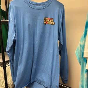 Unisex Blue Large Two Crazy Donuts Mini Donut Food Truck Long sleeve T-shirt